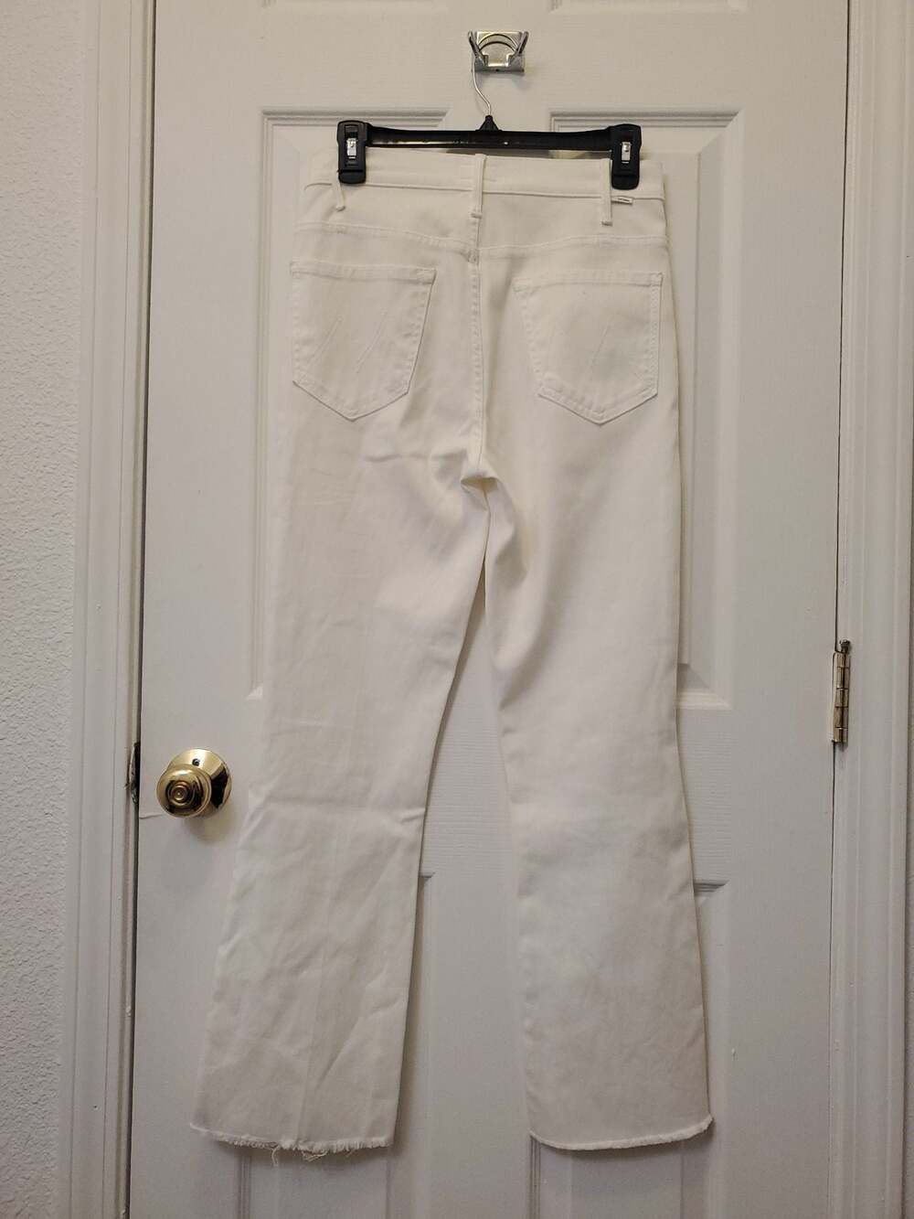 MOTHER The Hustler Ankle Fray High-Rise Flare Jeans in White - Picture 3 of 11